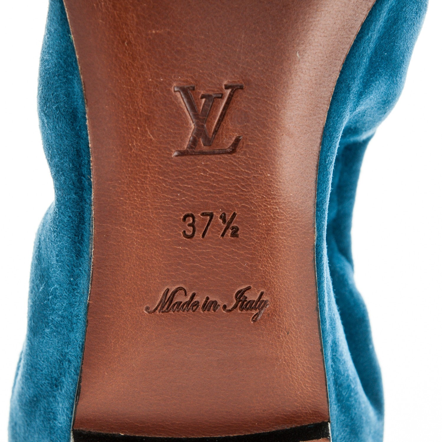 Louis Vuitton Patent Suede Elba Ballerina Flats 37.5 Blue 6 of 9