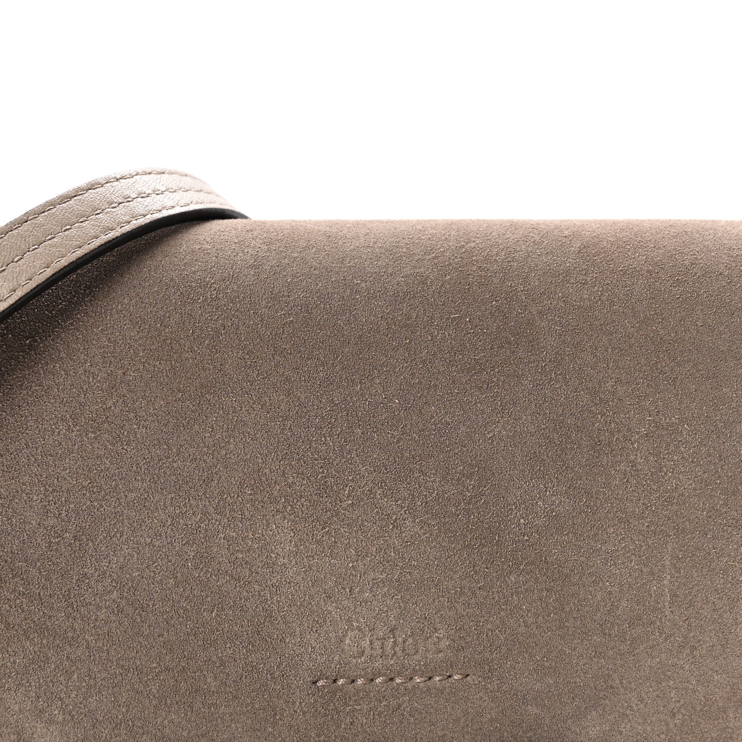 Suede Calfskin Small Faye Shoulder Bag Motty Grey