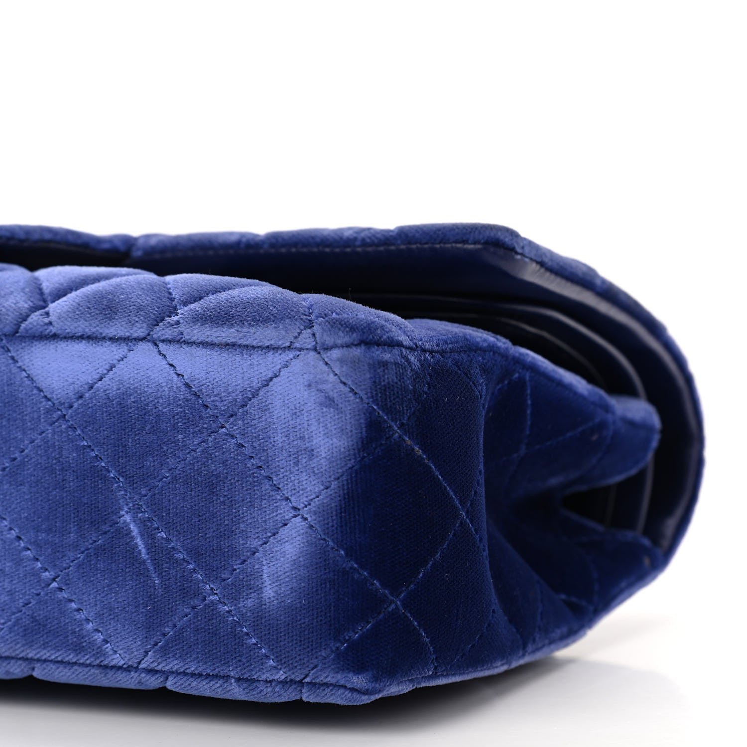 Chanel Velvet Quilted Medium Double Flap Navy Blue 10 of 10