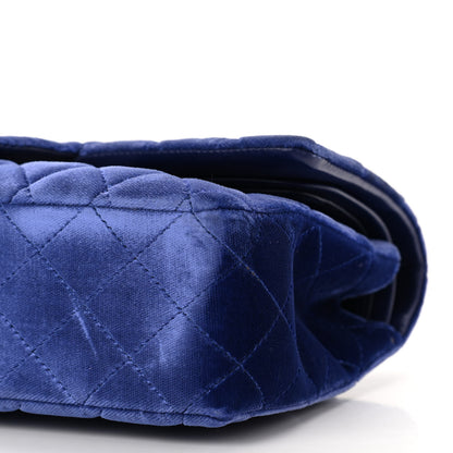 Chanel Velvet Quilted Medium Double Flap Navy Blue 10 of 10