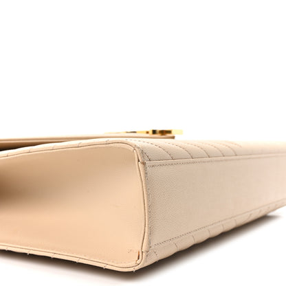 Saint Laurent Grain De Poudre Matelasse Chevron Large Monogram Satchel Dark Beige 9 of 11