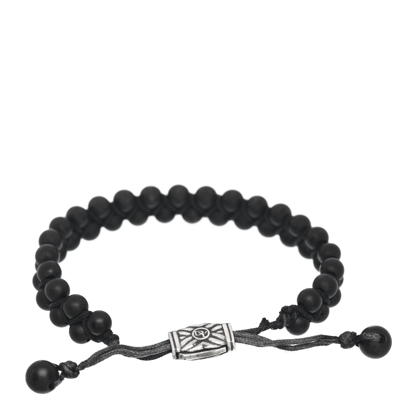 Sterling Silver Black Onyx 6mm Spiritual Beads Two Row Bracelet