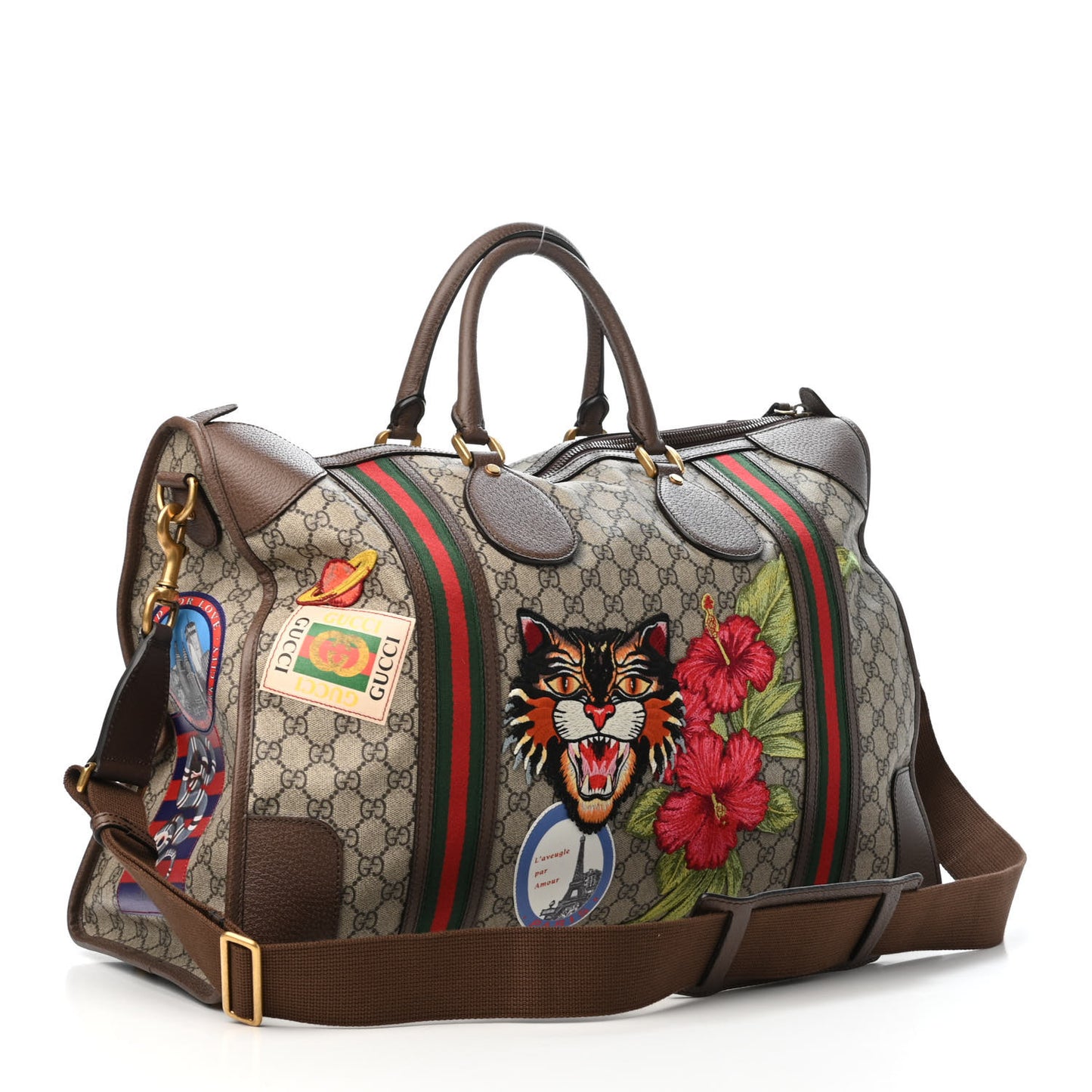 Soft GG Supreme Monogram Courrier Large Duffle Bag Beige New Acero Multicolor