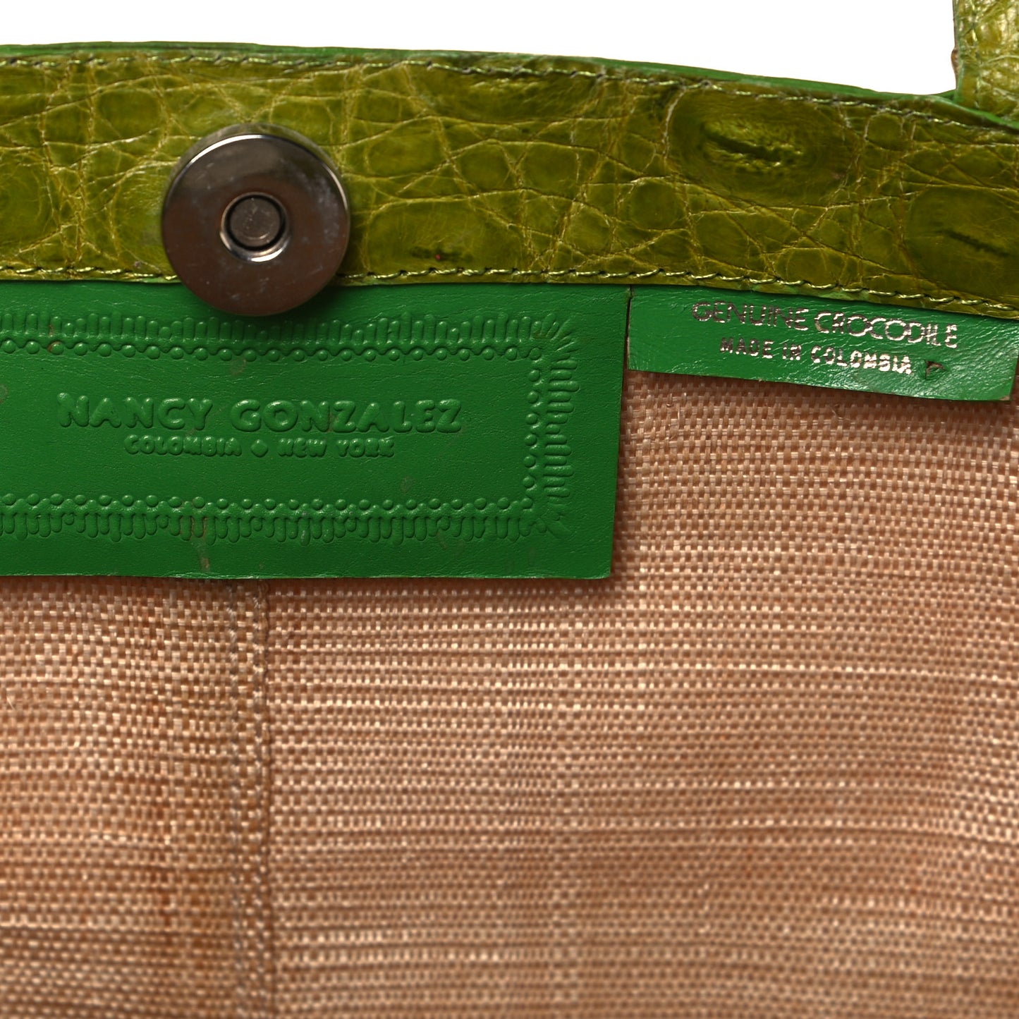 Crocodile Canvas Woven Tote Pink Green Blue
