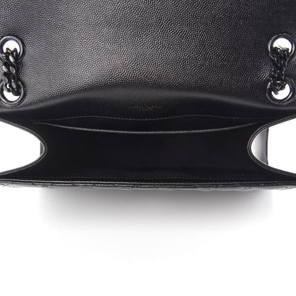 Saint Laurent Grain De Poudre Textured Mixed Matelasse Triquilt Medium Monogram Satchel Black 5 of 11