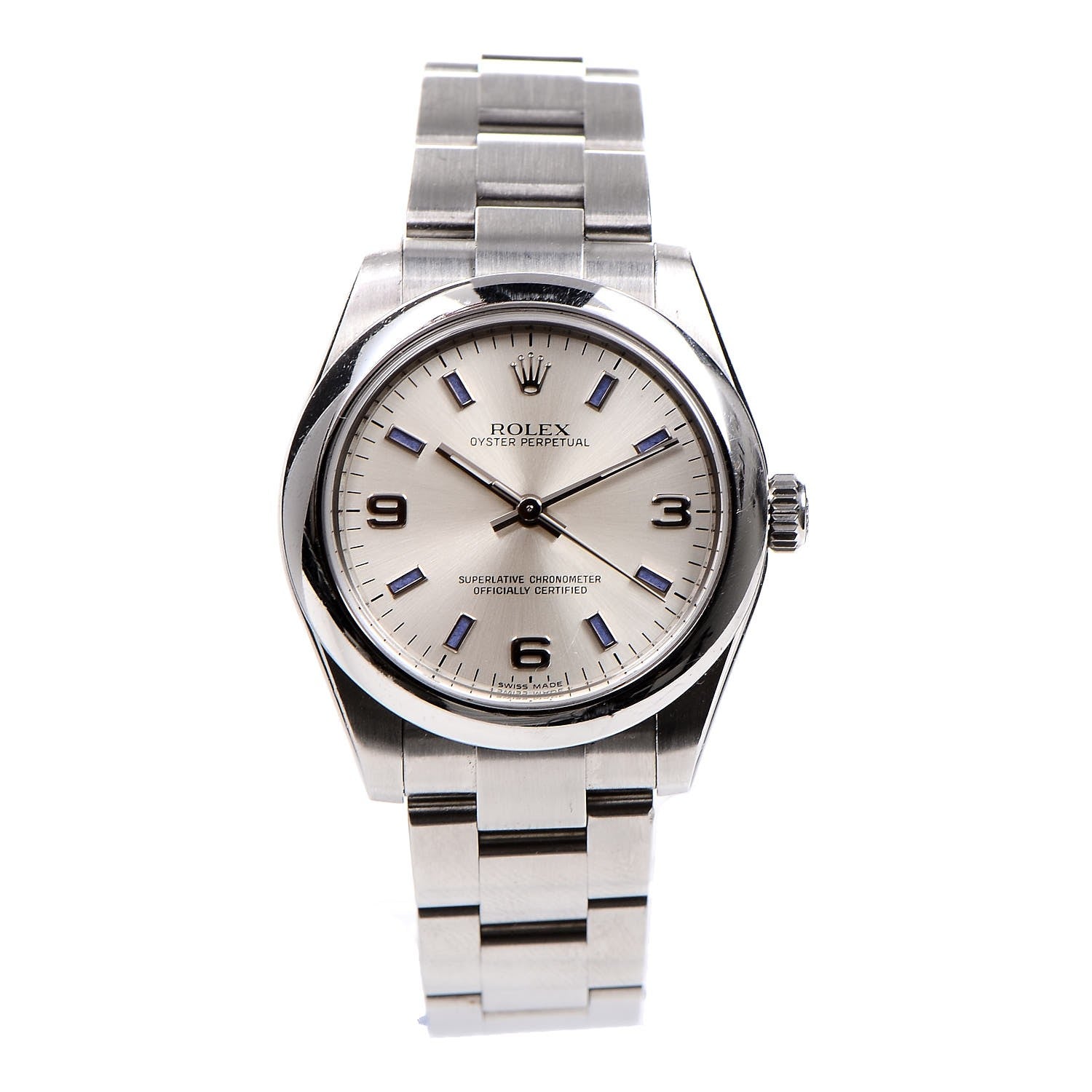 Rolex Stainless Steel 31mm Oyster Perpetual Watch Blue Index 177200 1 of 8