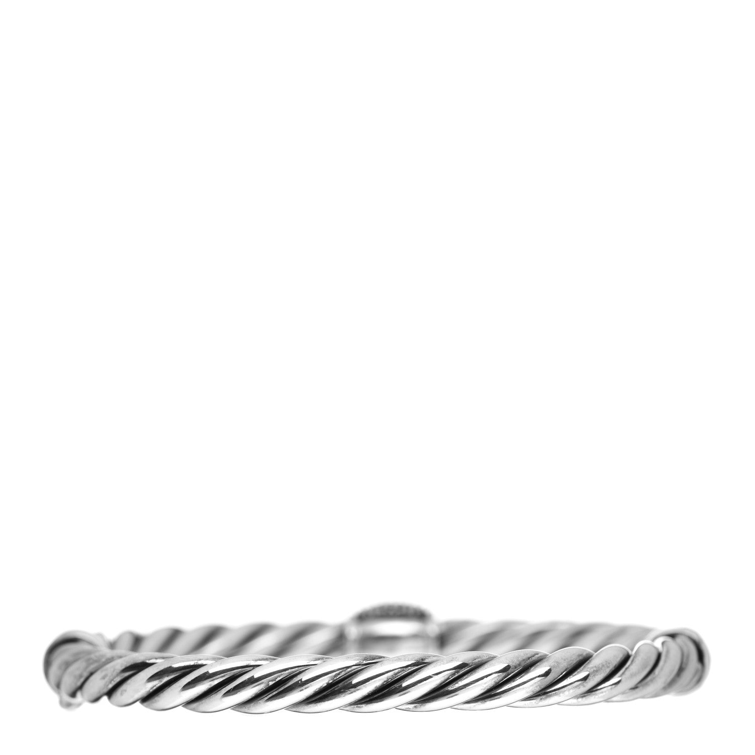 David Yurman Sterling Silver Diamond 6mm Metro Cable Station Bangle Bracelet 3 of 4