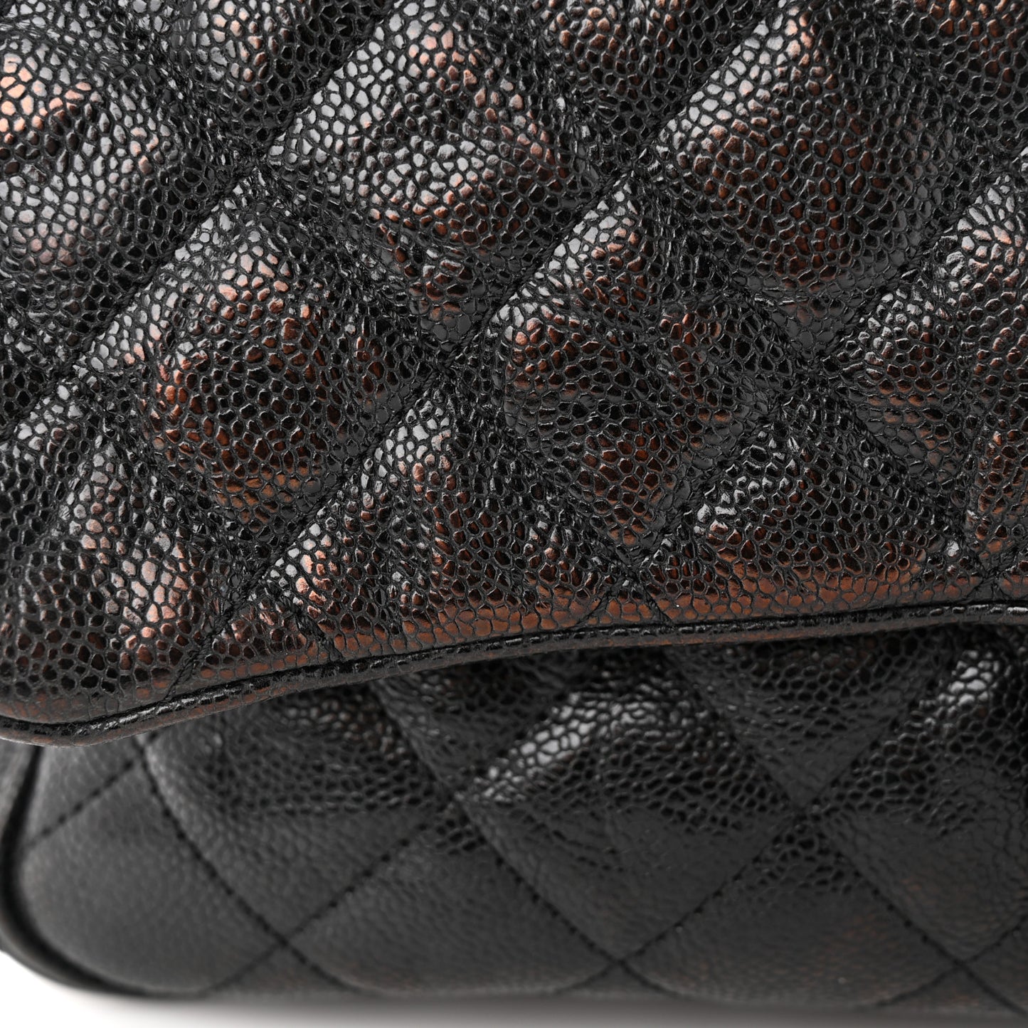 Crumpled Grained Calfskin Quilted Large Shiva Flap Black