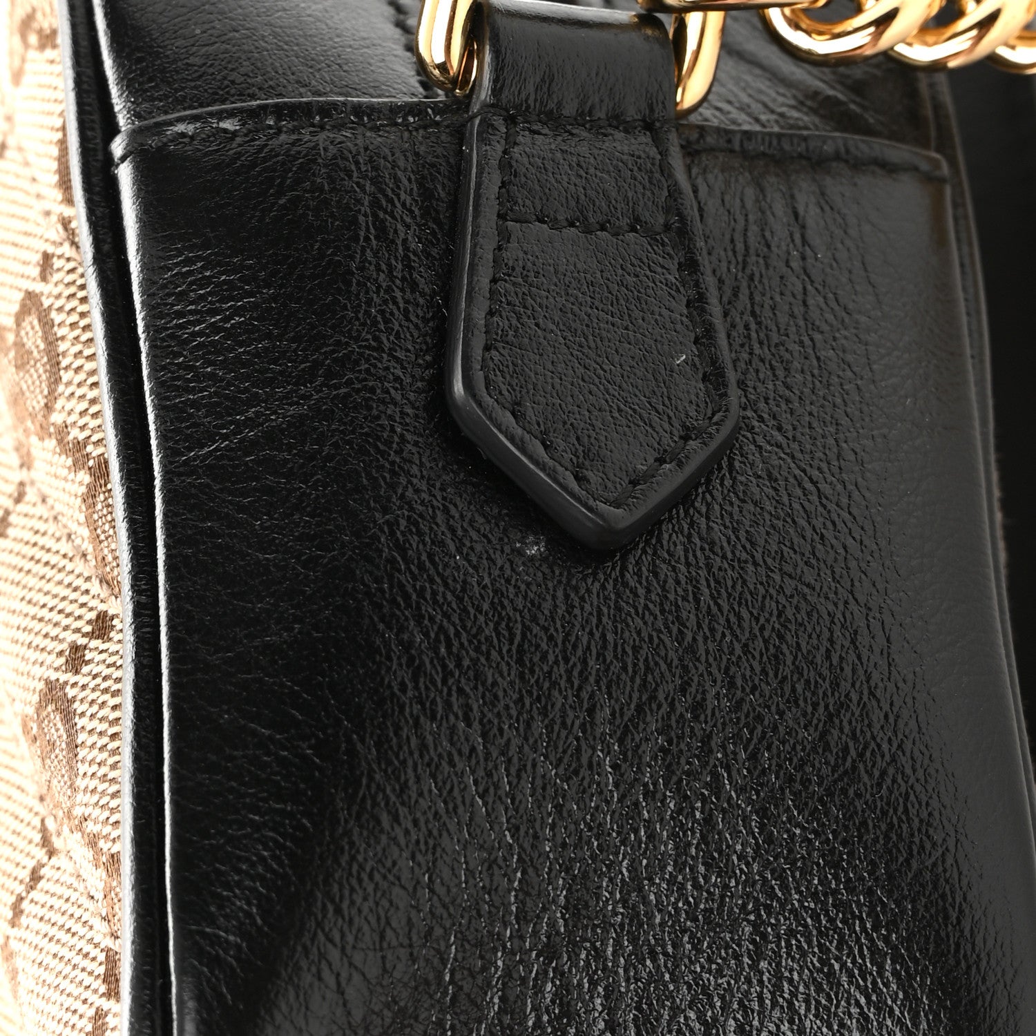 Gucci Monogram Matelasse Diagonal Small GG Marmont Chain Shoulder Bag Beige Black 13 of 15