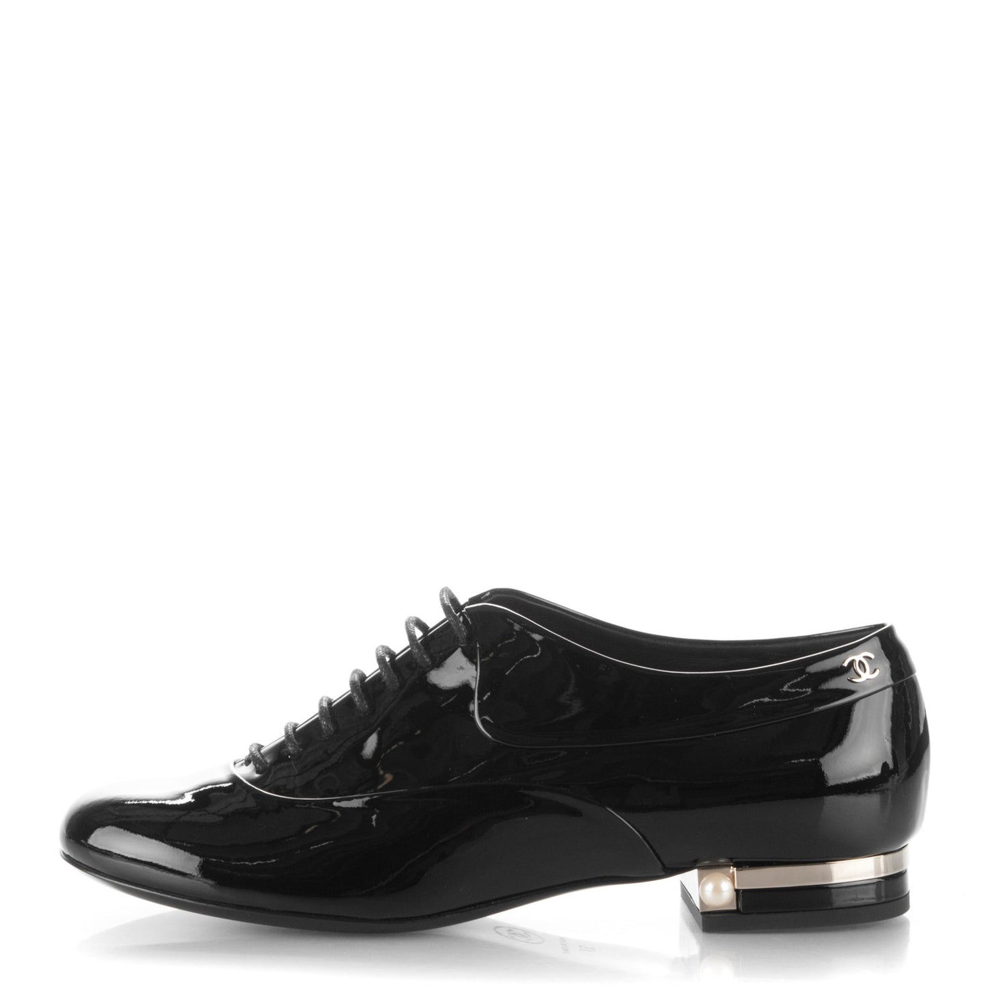 Calfskin Patent CC Lace Up Oxfords 37 Black