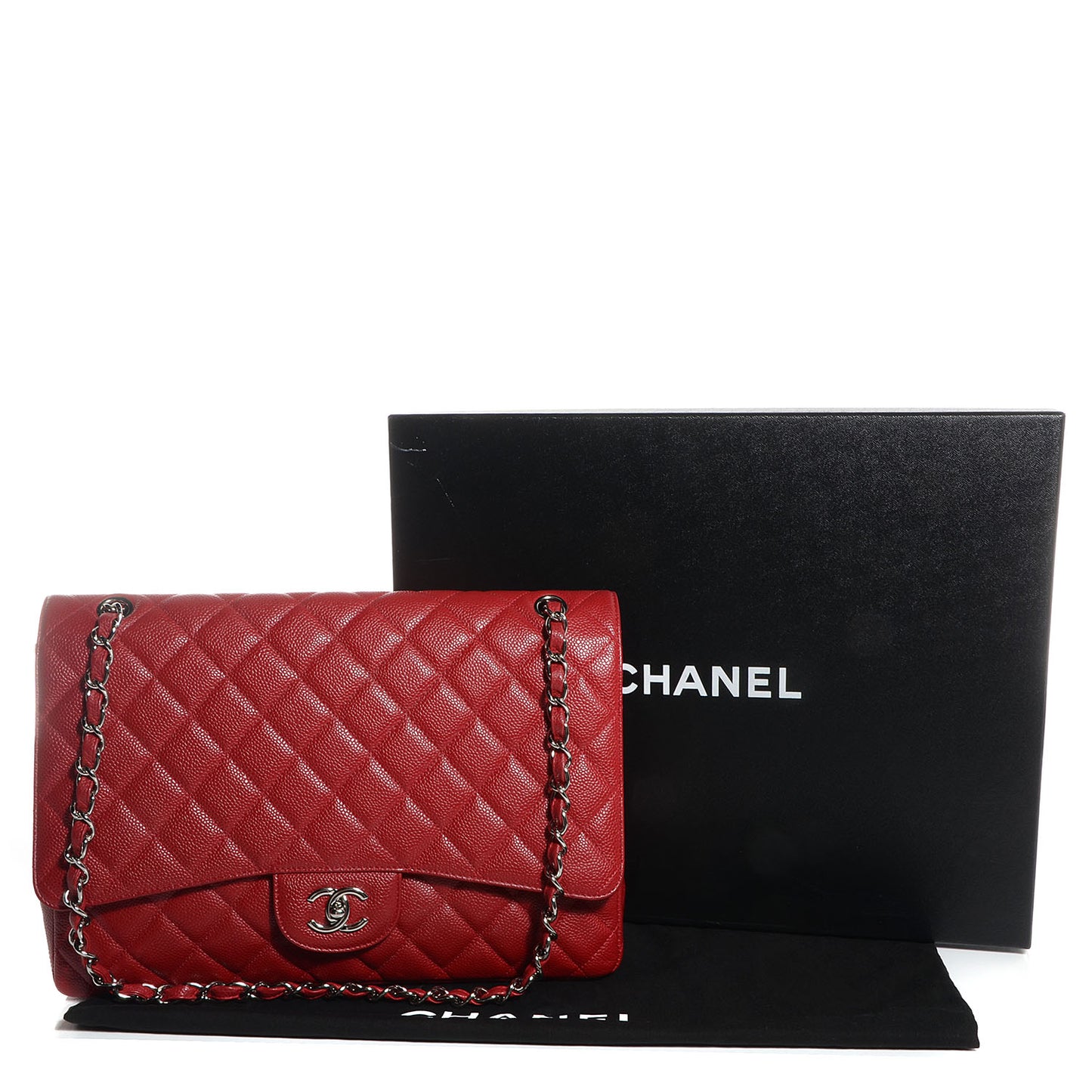 Caviar Maxi Single Flap Red
