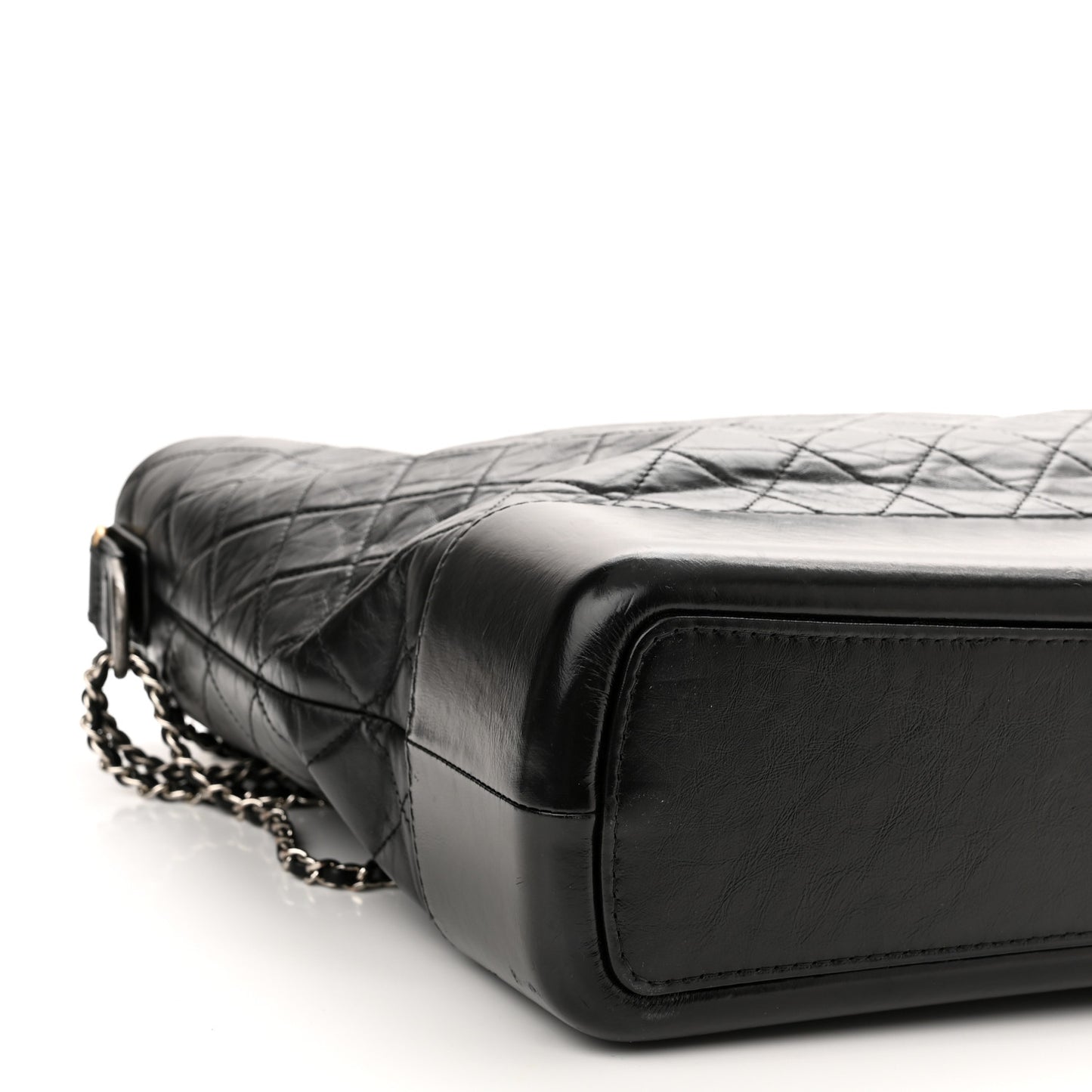 Aged Calfskin Quilted Maxi Gabrielle Hobo Black