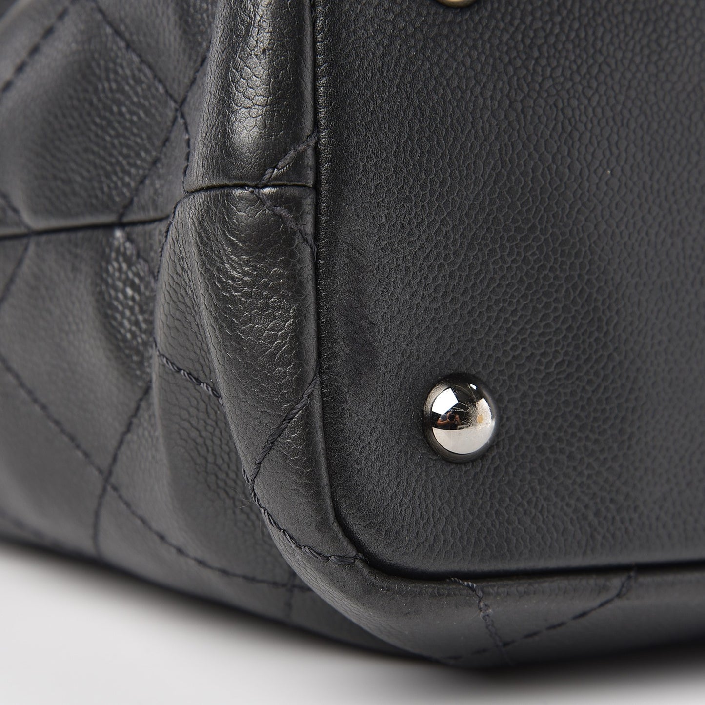 Grained Calfskin Shopping Fever Tote Dark Grey
