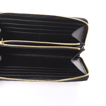 Celine Lambskin Quilted Large C Charm Zip Around Wallet Black 5 of 6