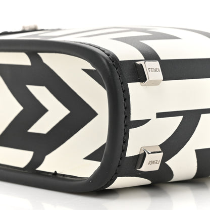Fendi X MARC JACOBS Vitello King Plexiglass Logo Print Mini Fendi Sunshine Shopper Tote Black White 9 of 9