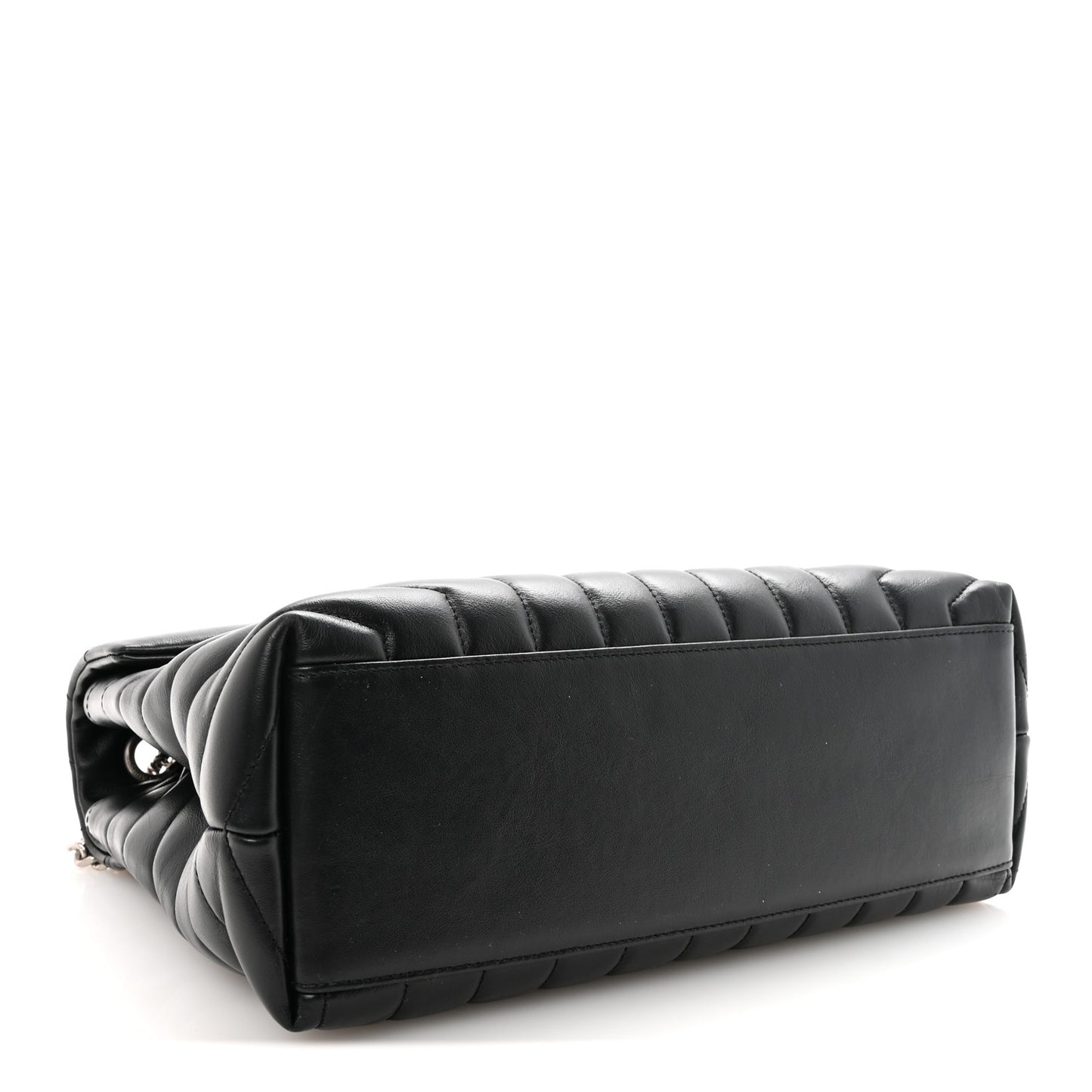 Calfskin Y Quilted Monogram Medium Loulou Chain Satchel Black