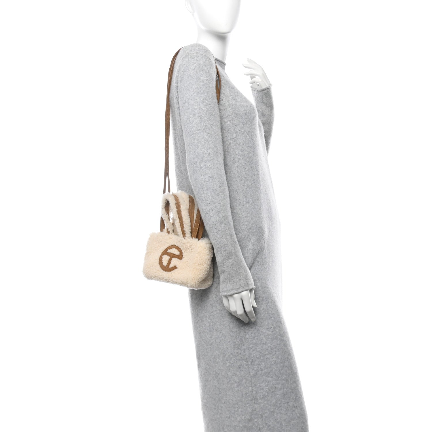 Telfar X UGG Suede Shearling Reverse Small Shopping Bag Natural 2 of 9