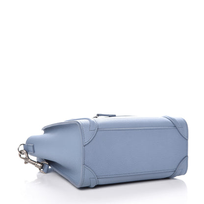 Celine Drummed Calfskin Nano Luggage Blue 4 of 9