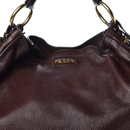 Prada Vitello Daino Zip Hobo Bruciato 16 of 17