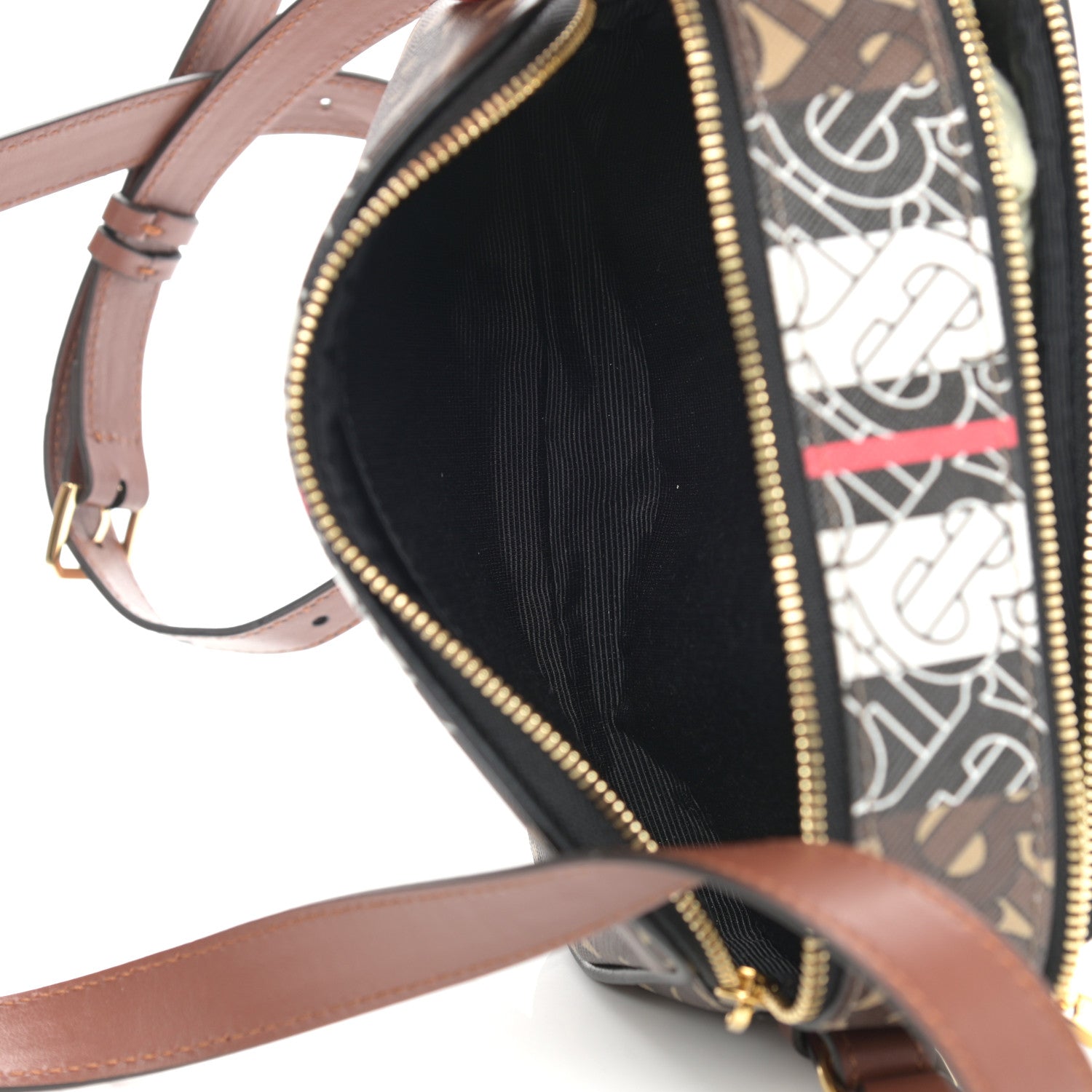 Burberry E-Canvas Monogram Stripe Camera Bag Bridle Brown 5 of 12