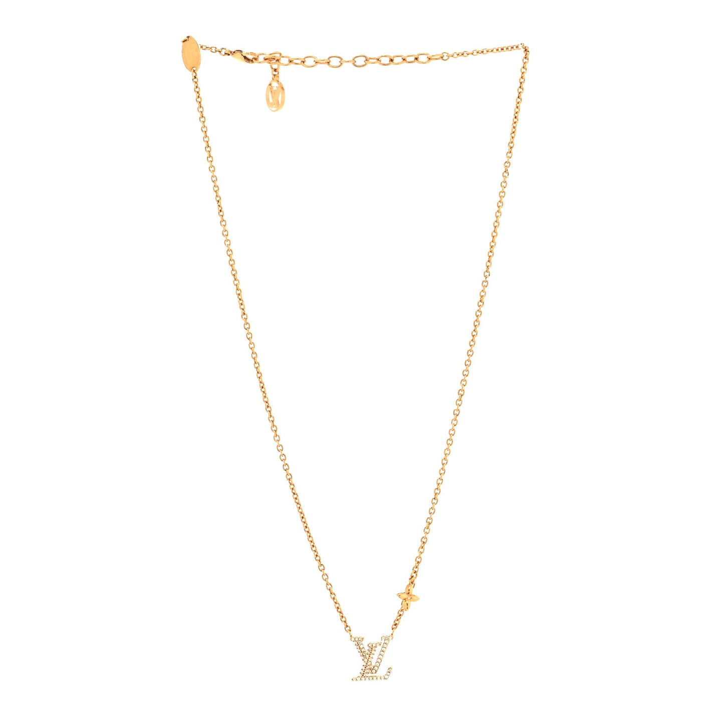 Metal Crystal LV Iconic Necklace Gold