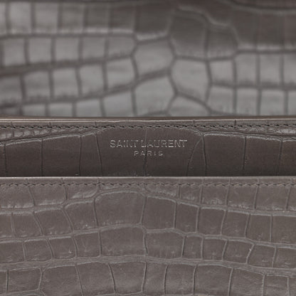 Saint Laurent Calfskin Crocodile Embossed Medium Monogram Sunset Fog 7 of 11