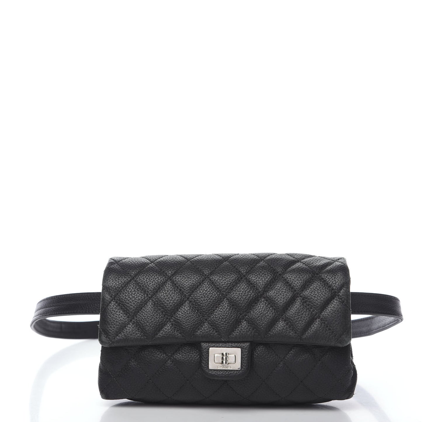 Grained Calfskin Quilted 2.55 Reissue Flap Belt Bag Clutch Black