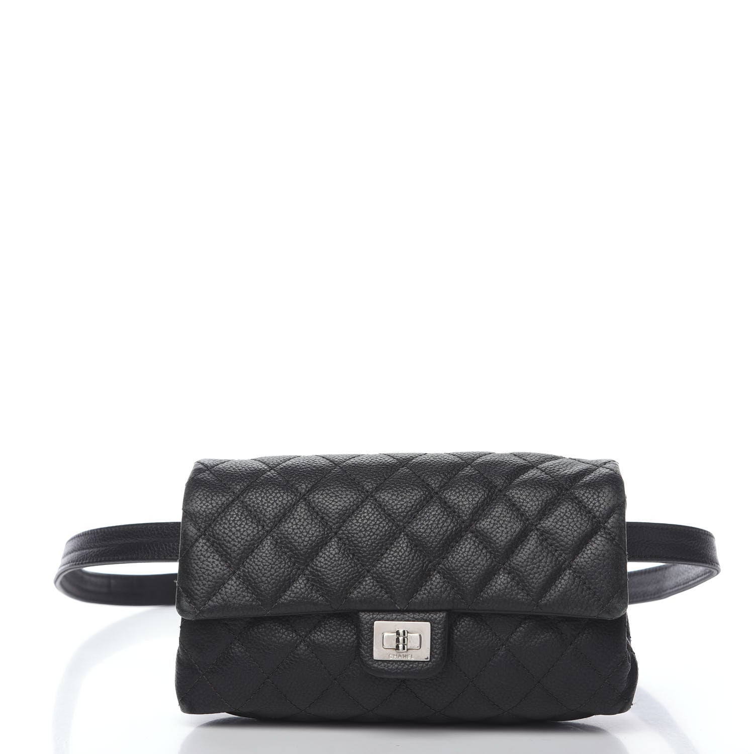 Chanel Grained Calfskin Quilted 2.55 Reissue Flap Belt Bag Clutch Black 1 of 11