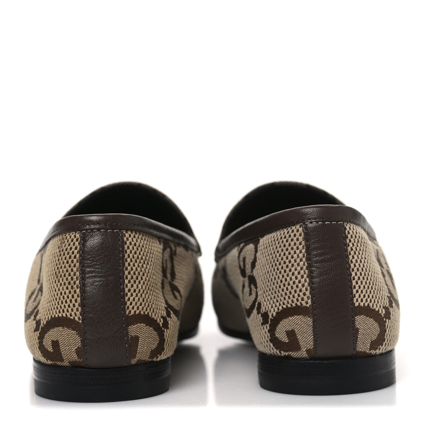 Monogram Jumbo GG Malaga Kid Horsebit Womens Jordaan Loafers 36.5 Beige Ebony New Acero
