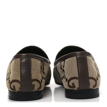 Gucci Monogram Jumbo GG Malaga Kid Horsebit Womens Jordaan Loafers 36.5 Beige Ebony New Acero 6 of 11