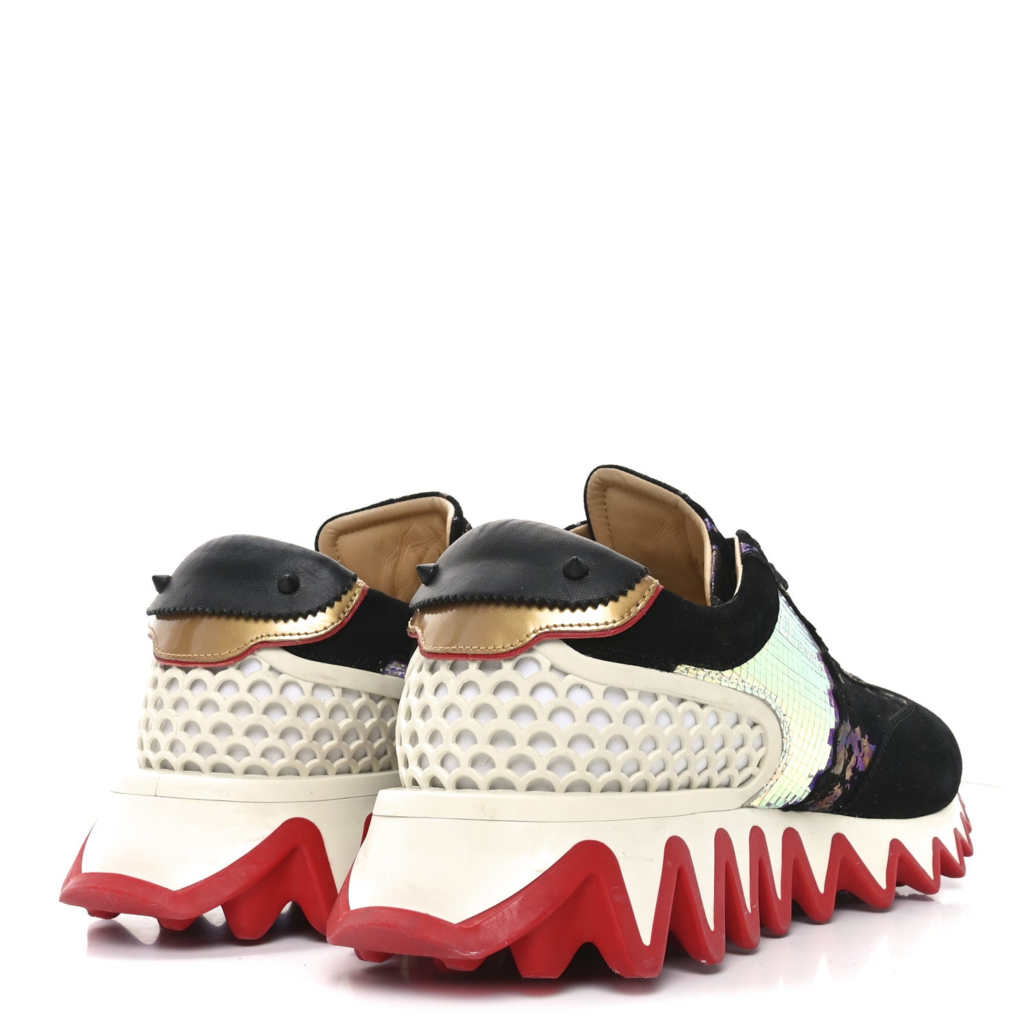 Christian Louboutin Suede Mesh Calfskin Loubishark Sneakers 40 Black Multicolor 5 of 7