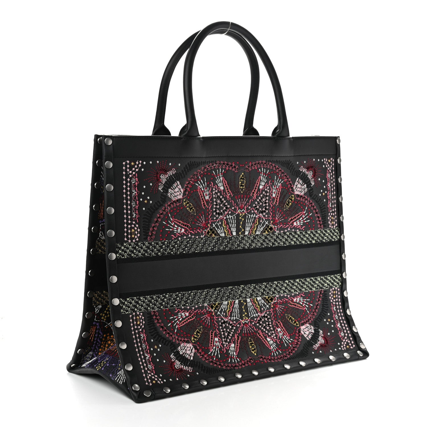 Christian Dior Calfskin Perforated Embroidered Dior In Lights Book Tote Black Multicolor 3 of 9