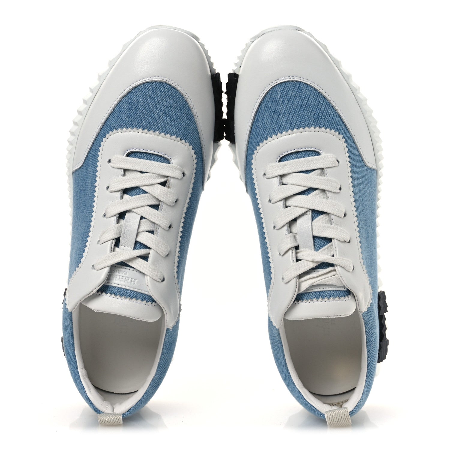 Hermes Denim Calfskin Bouncing Sneakers 40 Bleu Clair White 2 of 10