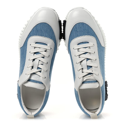 Hermes Denim Calfskin Bouncing Sneakers 40 Bleu Clair White 2 of 10