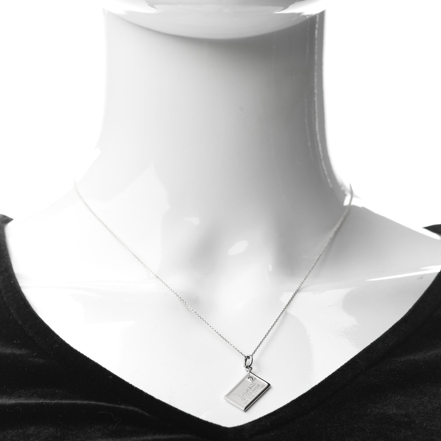 Sterling Silver Diamond Envelope Pendant Necklace