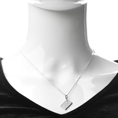 Tiffany Sterling Silver Diamond Envelope Pendant Necklace 2 of 7