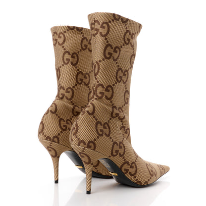 Balenciaga X GUCCI Jersey Maxi GG Monogram Crepe Knife Booties 38 Camel Ebony 4 of 9