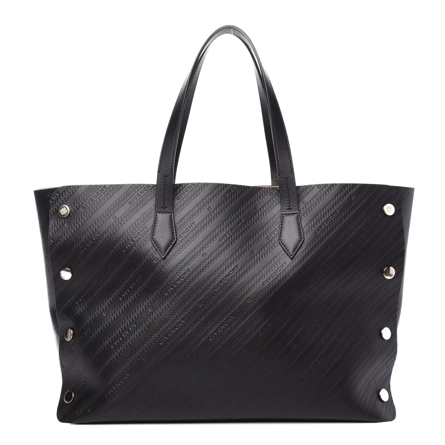 Calfskin Chain Embossed Medium Bond Shopper Tote Black