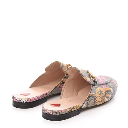 Gucci GG Supreme Monogram Bengal Womens Princetown Slippers 37 Beige Crop Pink 4 of 9