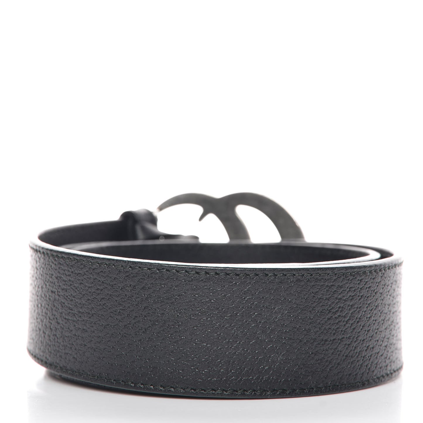 Textured Dollar Calfskin Nickel Double G 40mm Belt 80 32 Black