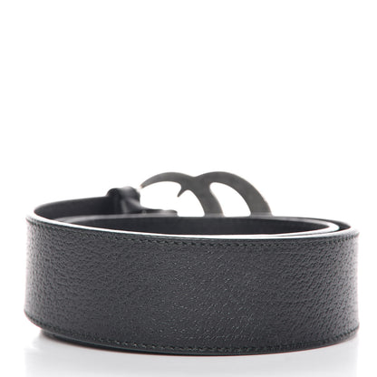 Gucci Textured Dollar Calfskin Nickel Double G 40mm Belt 80 32 Black 1 of 7