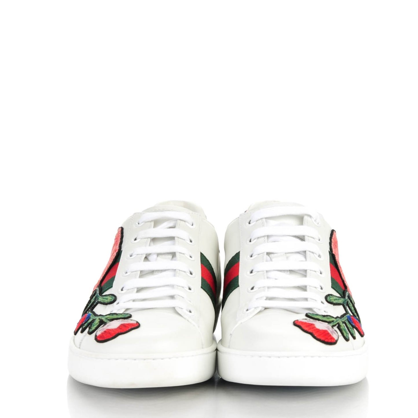 Calfskin Web Floral Embroidered Ace Sneakers 39.5 White