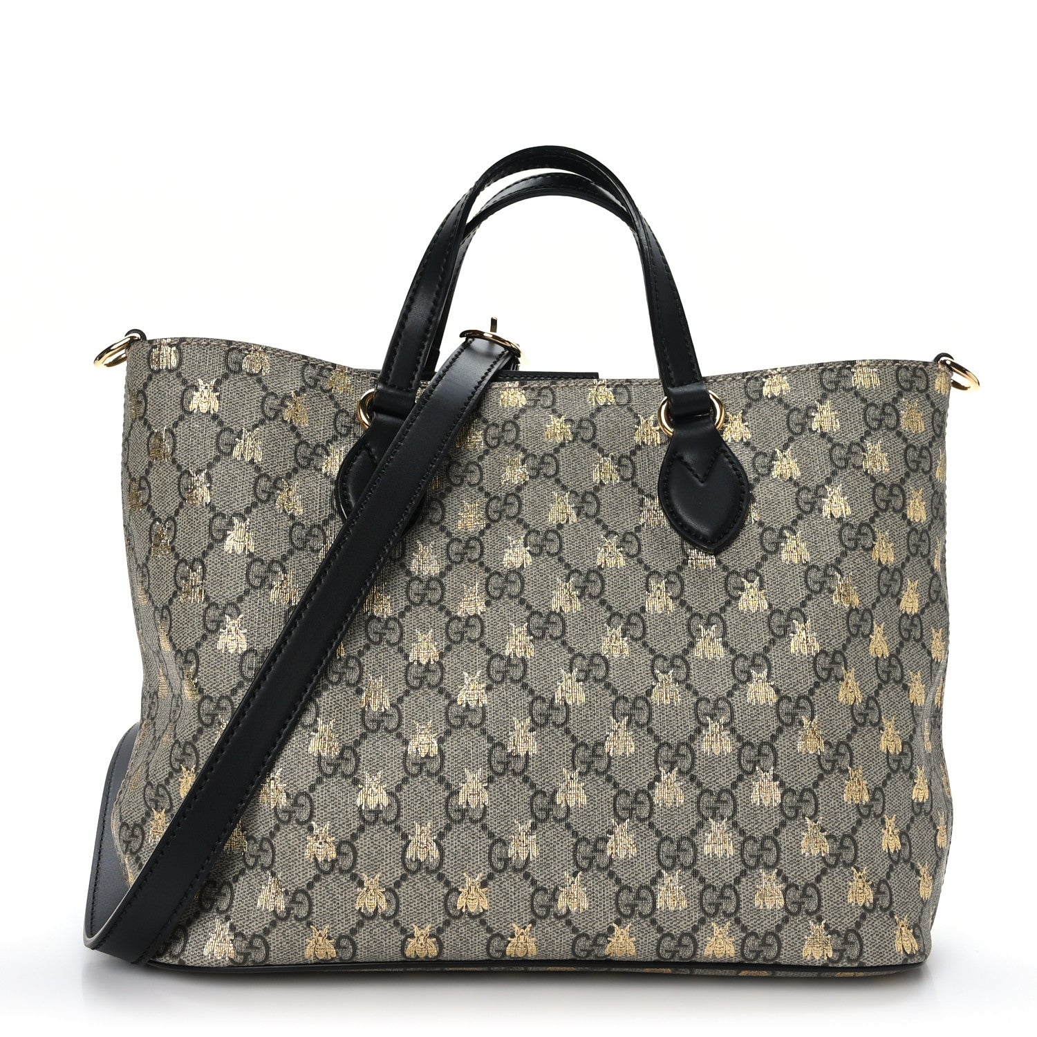Gucci Soft GG Supreme Monogram Bees Small Crossbody Tote Beige Oro Black 1 of 9