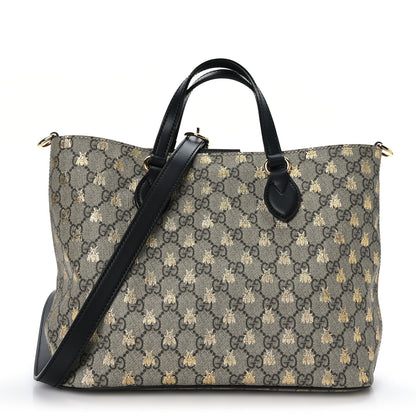 Gucci Soft GG Supreme Monogram Bees Small Crossbody Tote Beige Oro Black 1 of 9