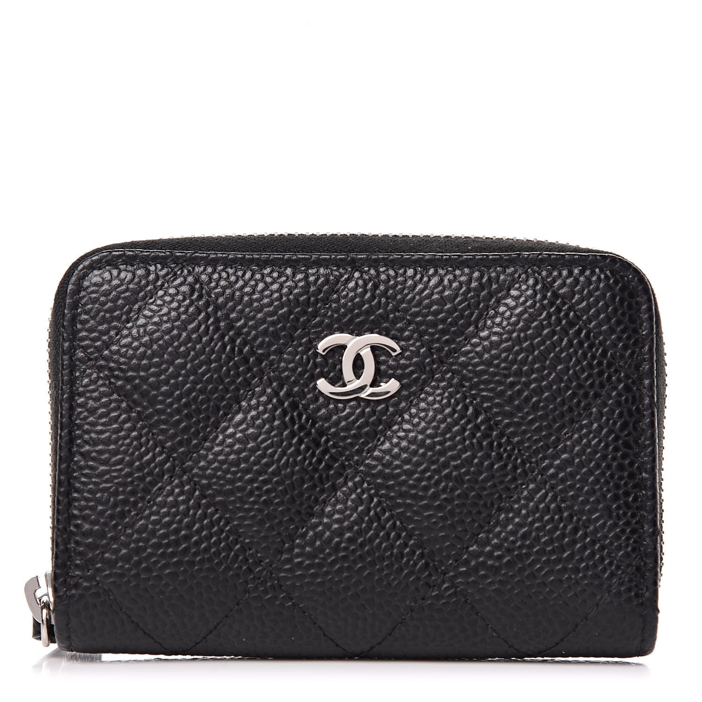 Caviar Quilted Zip Coin Purse Black