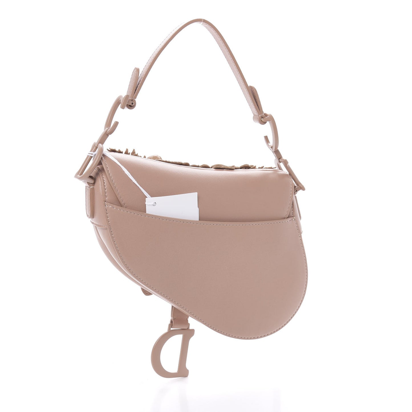 Calfskin Mini 3D Floral Saddle Bag Fard
