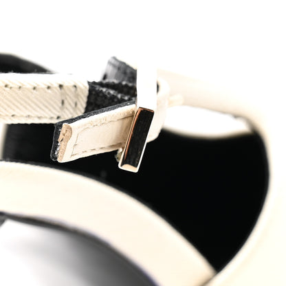 Saint Laurent Satin Calfskin Ines Slingback Pumps 38.5 Ivory Black 8 of 12