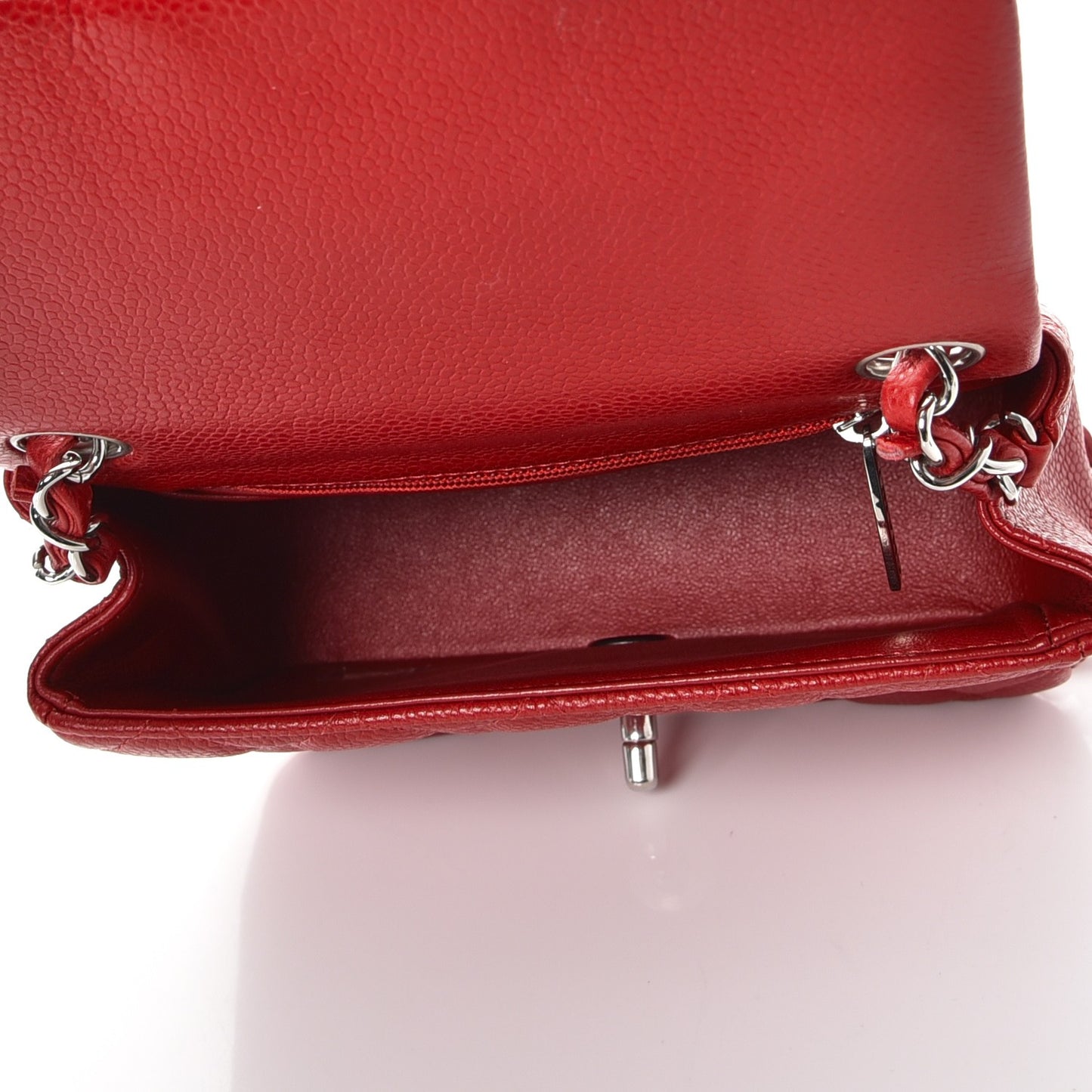 Caviar Quilted Mini Square Flap Dark Red
