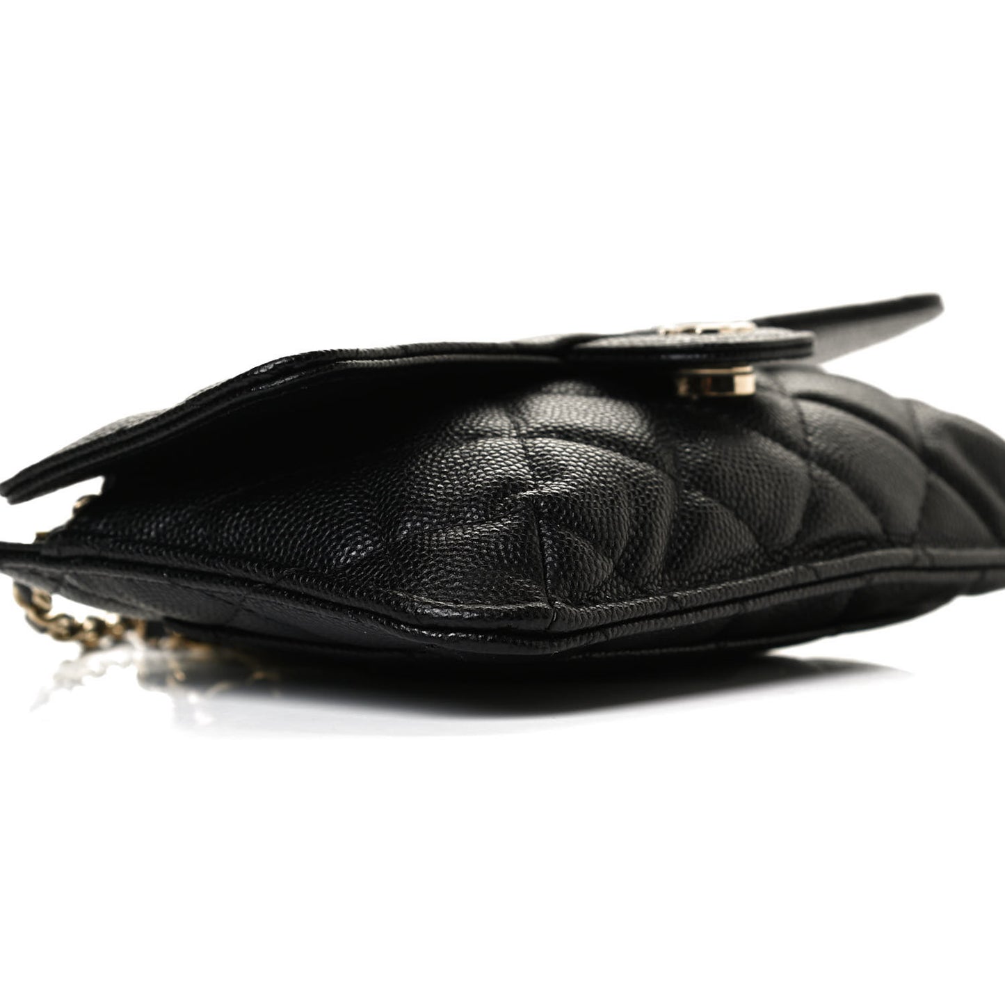 Caviar Fabric Quilted Foldable Tote With Chain Black Multicolor