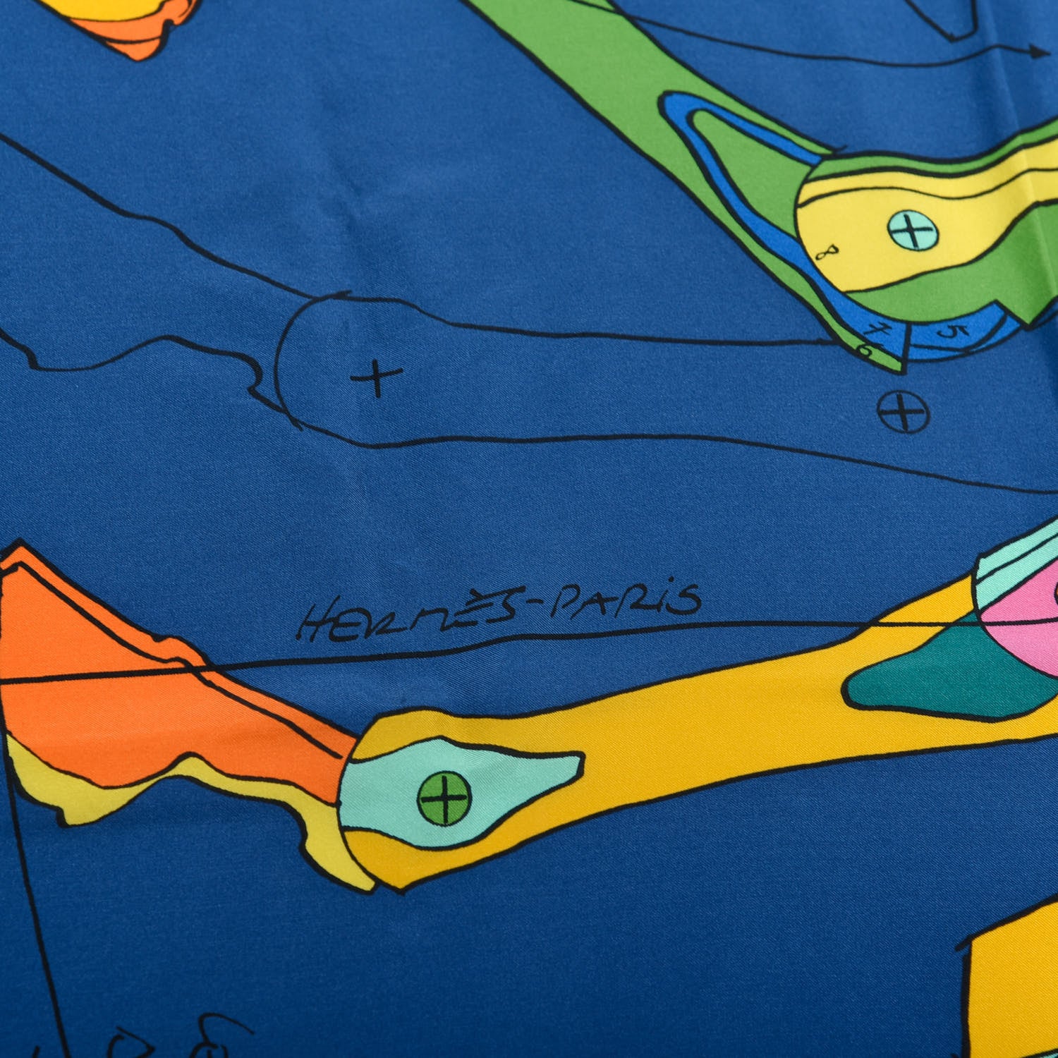 Hermes Silk Le Pegase d'Hermes Cut Wash 140 Scarf Marine Jaune Vif Multicolore 4 of 6